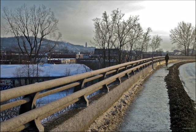 ALLEZ DANSE, MON COEUR, DANSE (malgré le brun) Viaduc Rosemont, le mont Royal en arrière-plan, Montréal, février 2015